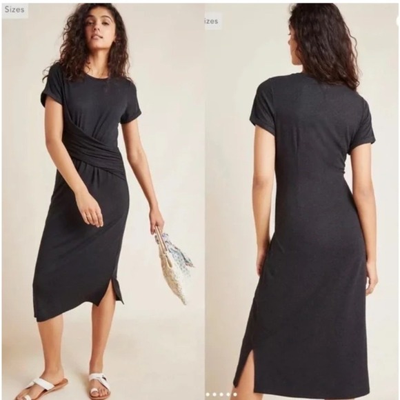 Anthropologie Dresses & Skirts - Anthropologie Black Twist-Waist Midi Dress